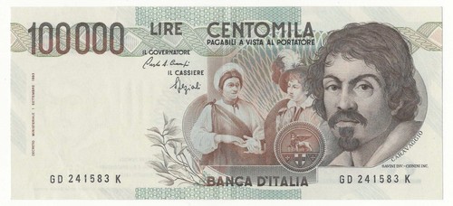 100000 lire caravaggio - caravaggio, i°