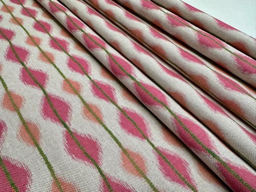 Tessuto ikat rosa verde - ikat, cotone