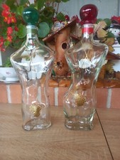 Rara Coppia Bottiglie Vetro Sagoma Corpo Donna Uomo Depose  Armagnac Tappi