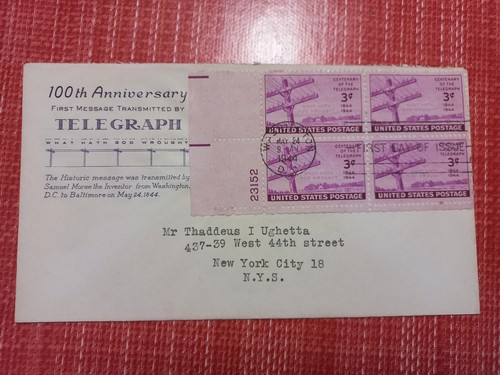 Fdc usa 1944 centenario - fdc,