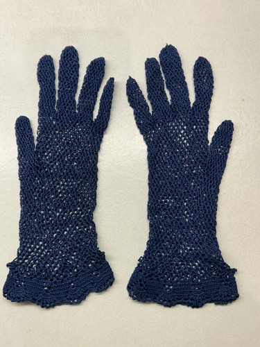 Guanti vintage uncinetto blu - uncinetto,