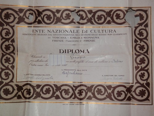 Vecchio diploma ente nazionale - ente,