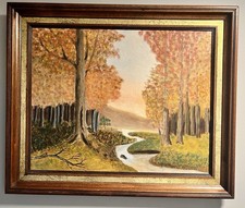 Dipinto olio paesaggio vintage artista incorniciato 24” x 20” antico SPEDIZIONE VELOCE