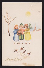 CECAMI 4206 CARTOLINA BUON ANNO FP VG 1949 BIMBI BIMBE BIMBO SOLE NEVE CHIESETTA