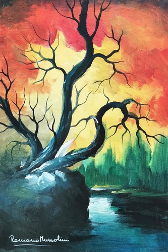 Romano mussolini 60x40 olio - mussolini,