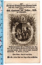 Santino - Holy Card - INCISIONE - Santi Cipriano e Giustina martiri