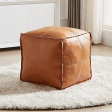 Pouf ottomano ecopelle caramello - Louis Donne - non imbottito