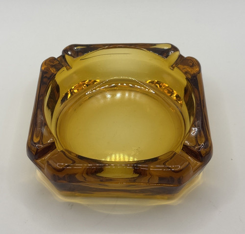 Vintage amber glass ashtray - vintage,