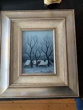 Dipinto Oslec Pirac. Olio su vetro. Titolo "Mentre nevica". n.178. 18x24.