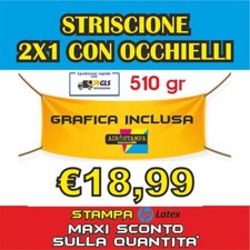 BANNER 1x2 mt STRISCIONE PUBBLICITARIO PVC PERSONALIZZATO GR.510
