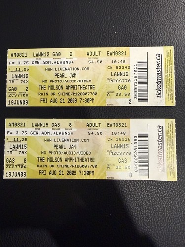 Pearl jam concert ticket - jam, 2