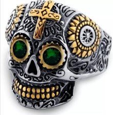 Anello teschio messicano lega verde / ring Mexican skull alloy green