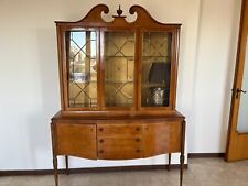 Vetrina/libreria in mogano fiammato stile Chippendale d'epoca