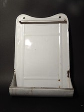 ANTICO PORTA MESTOLI CUCINA ANNI '30 LATTA SMALTATA PORCELLANATA BIANCA