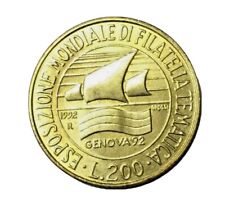 MONETA DA 200 Lire Commemorativa  Esposizione Mondiale Filatelia Genova 92 Zecca