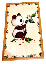GENTLE WORLD 80s Giordano Art italy cotton towely strofinaccio panda Natale
