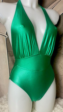 ? COSTUME BAGNO VINTAGE INTERO BEACHWEAR VERDE 44 MARE MONOKINI DONNA ITALY