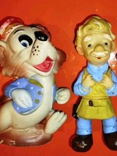 Due Pupazzi Gomma Fox plastic Hirsch Toy Ledra Geppetto Pinocchio Ledraplastic