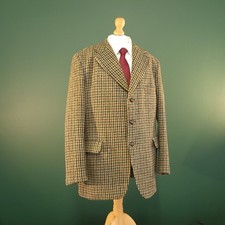 Blazer Harris tweed Greendale uomo 40R verde beige pied de poule giacca lana