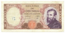 10000 LIRE BANCA D'ITALIA MICHELANGELO SERIE SOSTITUTIVA W0080 03/07/1962 BB-