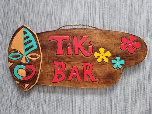 Insegna tiki bar legno - insegna, dipinta