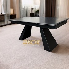 TAVOLO NER  MODERNO ALLUNGABILE IN PIETRA SINTERIZZATA  GAMBE METALLO SOTTOCOSTO