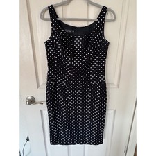 Teri Jon Polka Dot Dress Sleeveless Career Party Cocktail Black White 10 y2