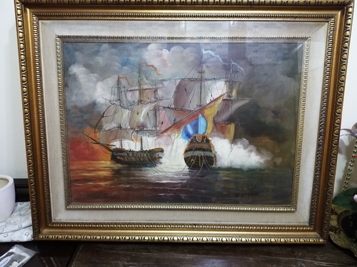 Quadro olio barche con - olio,