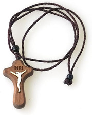 Collana Uomo Croce in Legno, Regalo per Gioielli Cristiani, Croce a Catena per U