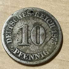 GERMANIA - DEUTSCHES REICH - RARA MONETA DA 10 PFENNIG - 1875