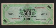 500 LIRE AM BILINGUE OCCUPAZIONE MILITARE AMERICANA IN ITALIA 1943 BB