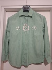 EMILIO PUCCI FIRENZE camicia donna tg. XL cotone riga bianco verde ricamata