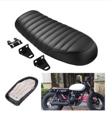 SELLA MOTO CAFE RACER SCRAMBLER SEDILE CUSTOM BIKE NERO ECOPELLE UNIVERSALE 