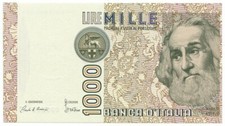 1000 LIRE ERRORE DI STAMPA (DECENTRATA) MARCO POLO LETTERA A 16/03/1982 FDS