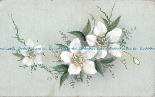 R344642 white flowers postcard - flowers,