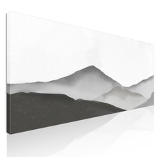 Quadro Paesaggio Astratto Paesaggio Montuoso Nebbioso Grigio E Bianco Minimalist