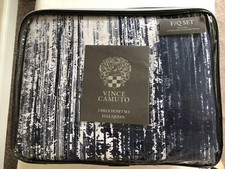 NUOVO set copripiumino Vince Camuto Lyon Collection 3 pezzi blu misura completa/regina