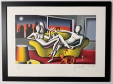 Quadro serigrafia Mark Kostabi Perfection at Twilight 72x99cm in cornice