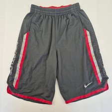NIKE Pantaloncini Sportivi Piccoli Grigio Rosso Uomo Tasche Basket Activewear