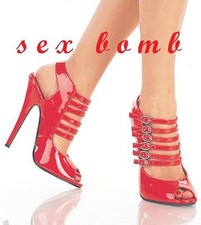 SEXY DECOLTE' domina TACCO 15 n. 37 ROSSO LUCIDO cinturini scarpe club GLAMOUR
