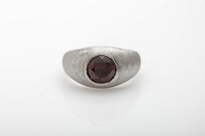 Naturale Granato Con 14K Placcato Oro Bianco Argento Vintage Stile Uomo Anello