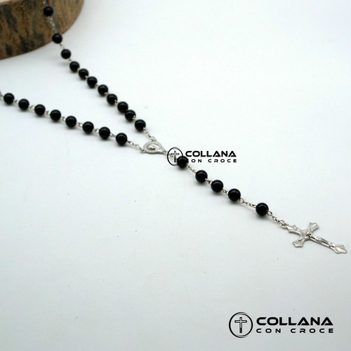Collana lunga con perline nere