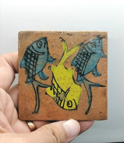 Piastrella ceramica dipinta - , a