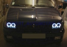 FARI ANTERIORI LENTICOLARI RENAULT CLIO 1 ANGEL EYES A LED NERI DAL 1991 AL 1998