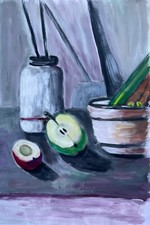 Natura Morta Mela Nettarina E Scodelle Dorothea Köster Datato 1996