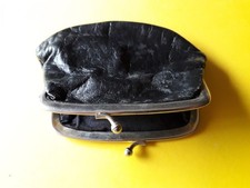 Portamonete vintage anni 50 da donna in pelle nero usato in buone condizioni