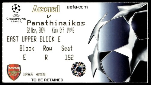 Biglietto 2004 arsenal - fc, vs