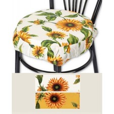 4 COPRISEDIA CON FASCIA ELASTICA ROTONDO GIRASOLI SEDIA CUCINA PROVENZALE