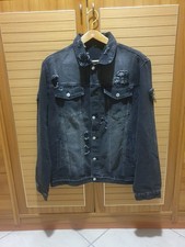 Giubbino jeans nero effetto strappato