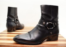 Stivali Yves Saint Laurent da uomo Wyatt Harness in pelle nera - taglia EU 41 US taglia 8